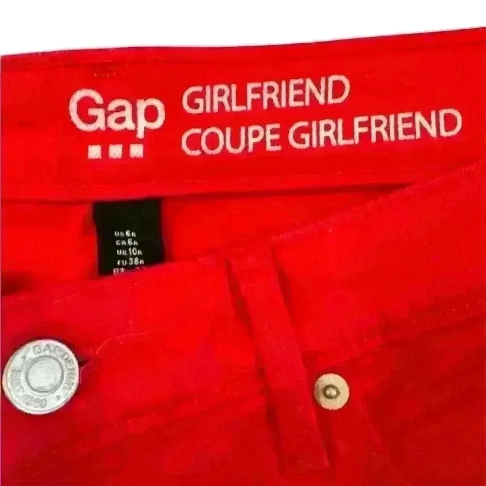 GAP GIRLFRIEND COUPE RED Crop distressed JEANS 6